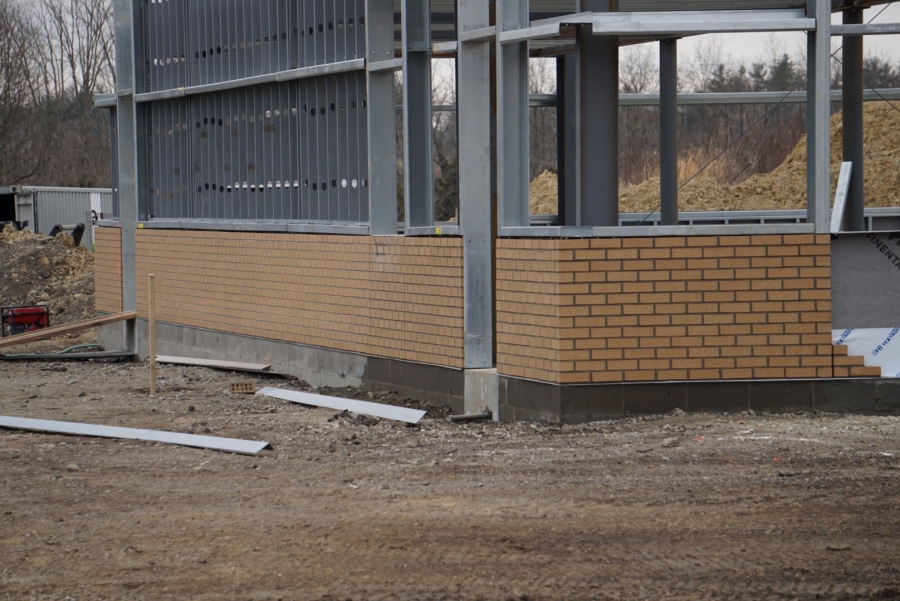 brick wall of a new building